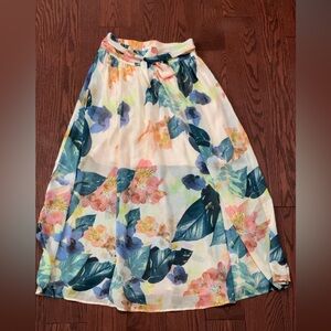 Ricki's Orange and Red Maxi A-Line Skirt with Tie Front